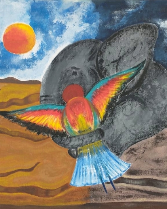 Imagen de Cuadro Elefante y Colibri